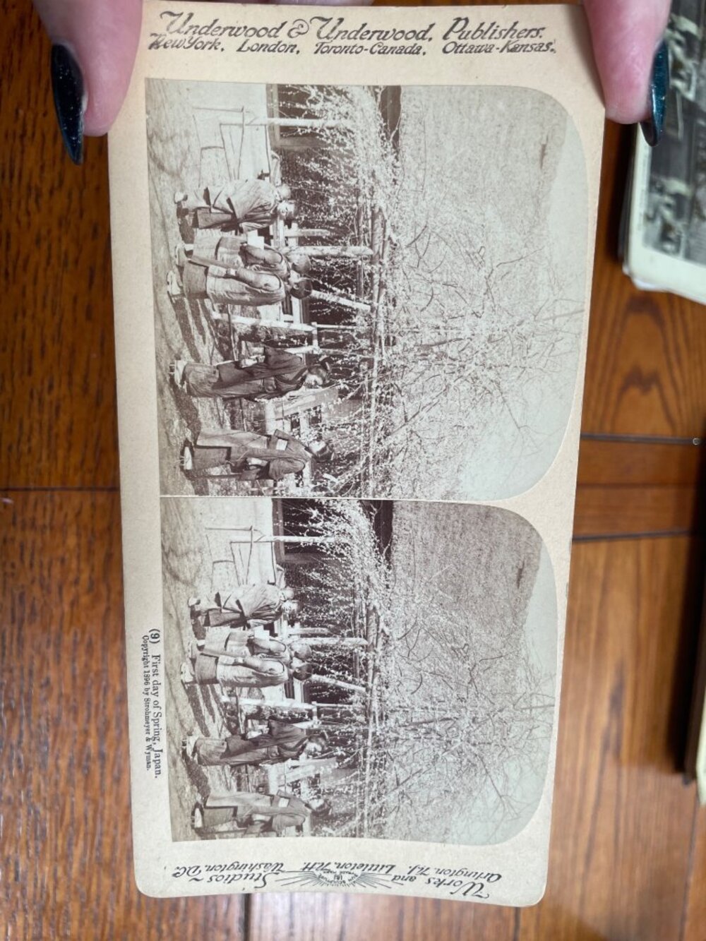 First Day Of Spring Japan Stereoview Card Underwood & Underwood 1906 Vintage Pho
